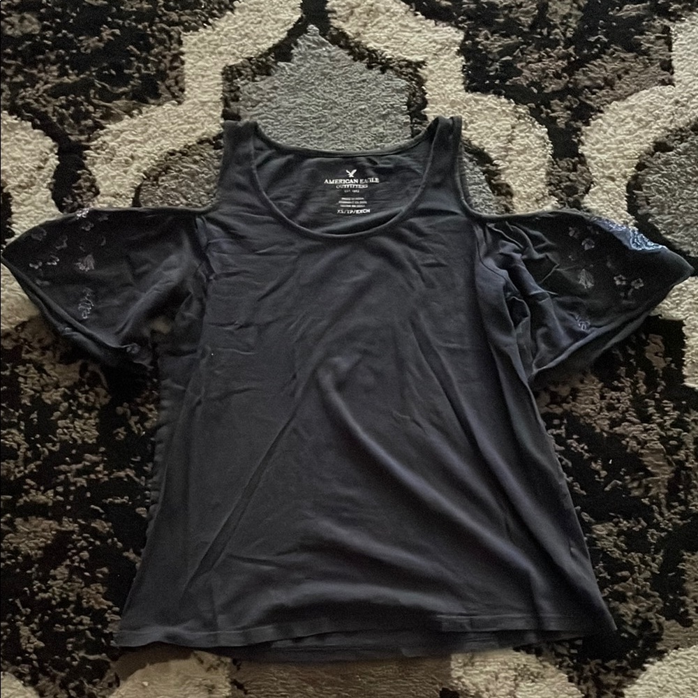 Black Cold Shoulder Top